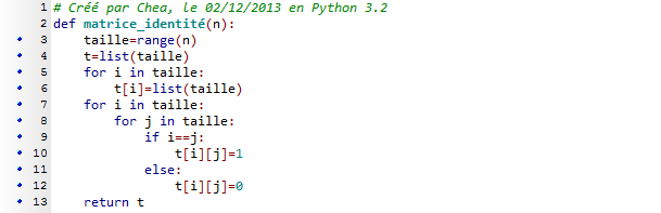 code matrice d'identité